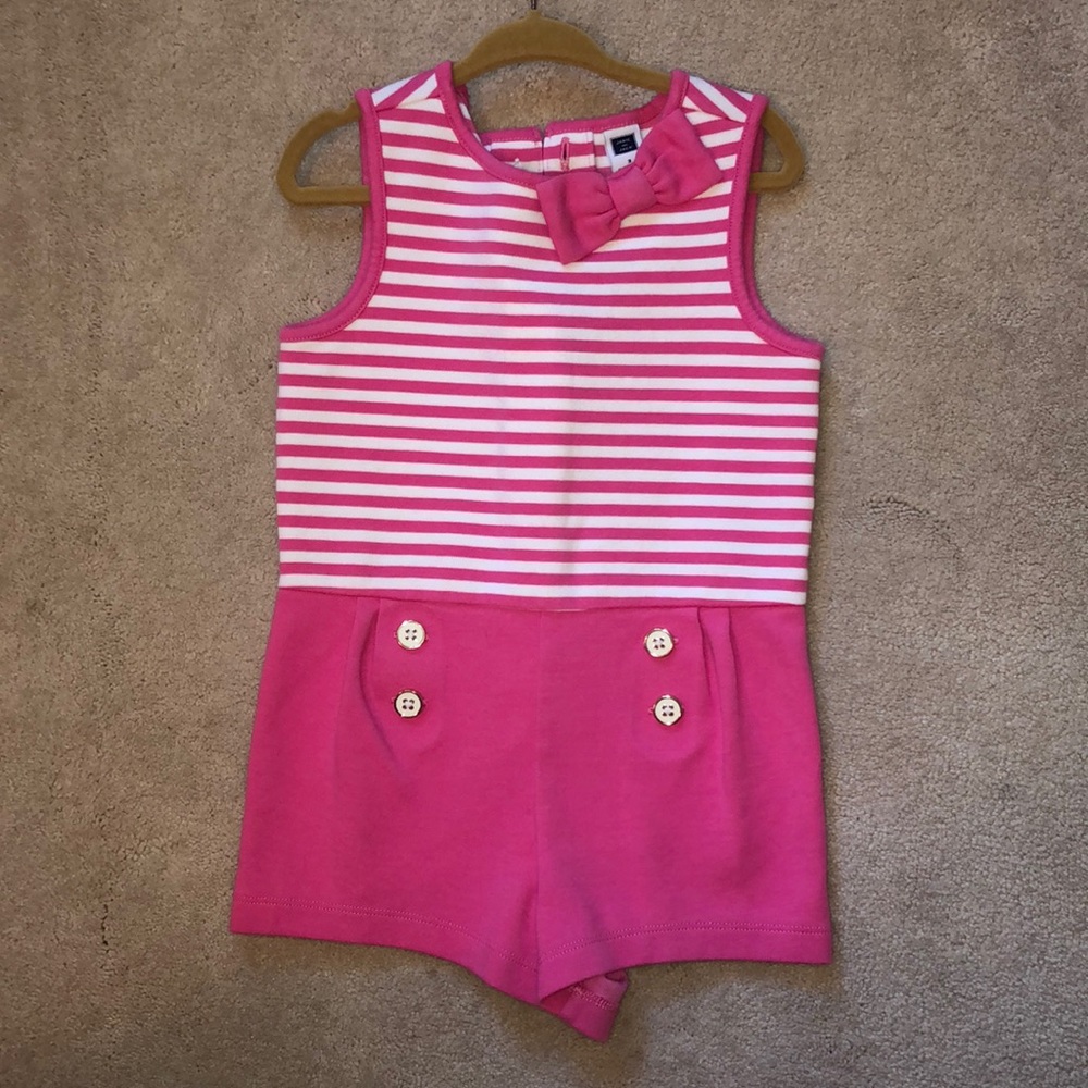 EUC! Janie & Jack size 3 pink and white romper!
